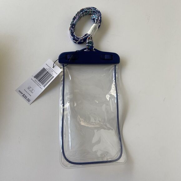 Vera Bradley Waterproof Phone Pouch with Lanyard Lisbon Medallion Cool NWT - Picture 1 of 9